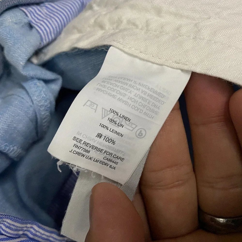 J.Crew Bowery Pants Mens 32x30 Blue Baird McNutt 100% Irish Linen Chino Dress